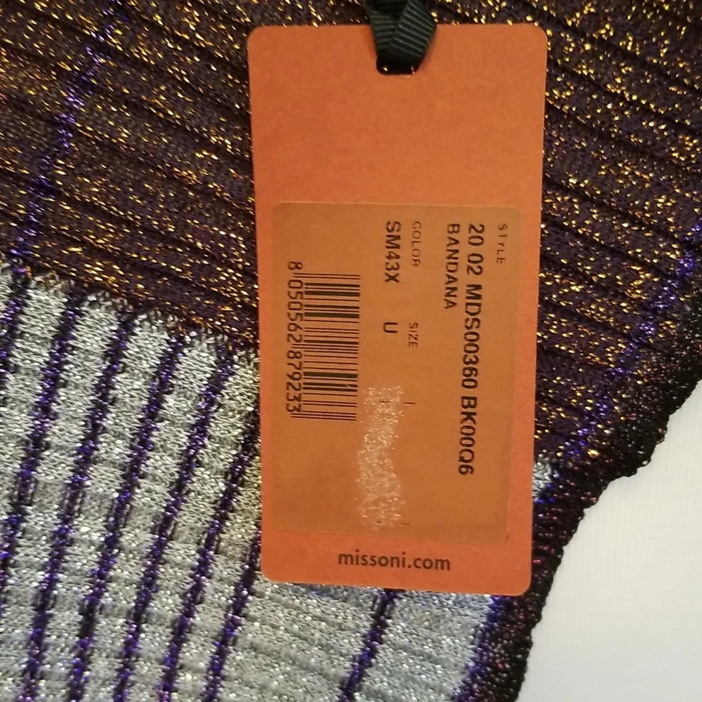 Missoni Metallic Ribbed Knit Bandana Scarf
